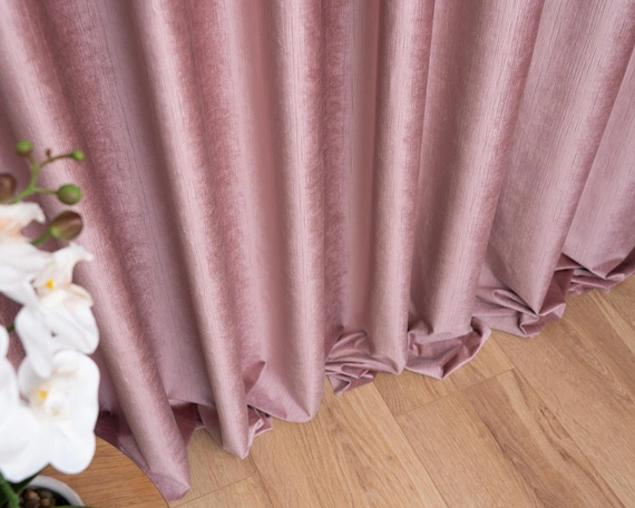 Tkanina zasłonowa VELVET EDEN prążkowana / wysokość 280cm / kolor 13 ciemny pudrowy róż