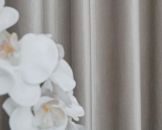 Tkanina zasłonowa VELVET EDEN prążkowana / wysokość 280cm / kolor 07 zimny ciemny beż