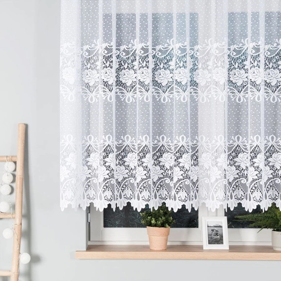 Firanka żakardowa 017480 / kolor biały / kupon 70x140cm