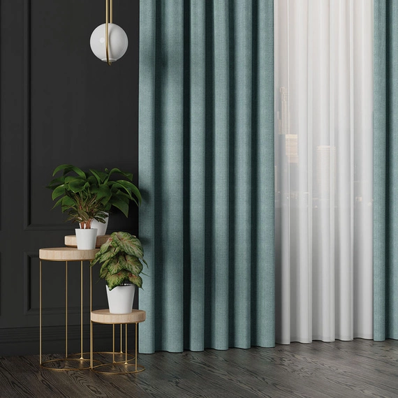 Tkanina zasłonowa IBIZA / wysokość 300cm / kolor 011 jasny turkus
