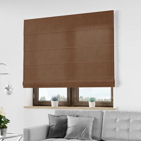 Roleta rzymska VELVET DELUXE / jasnobrązowa 75 / szyta na wymiar
