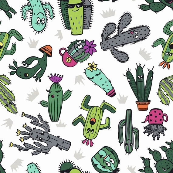 Tkanina zasłonowa KAKTUSY 381398/101- szerokość 150cm