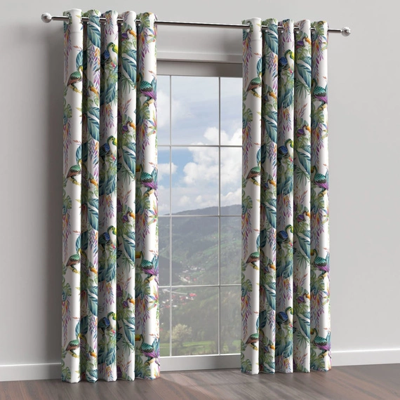 Tkanina zasłonowa w liście, pastelowa TUKANY 105 - 150cm