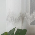Firanka haftowana z wzorem pasowym 112750 / kolor biały z szarym i srebrnym / wysokość 160cm