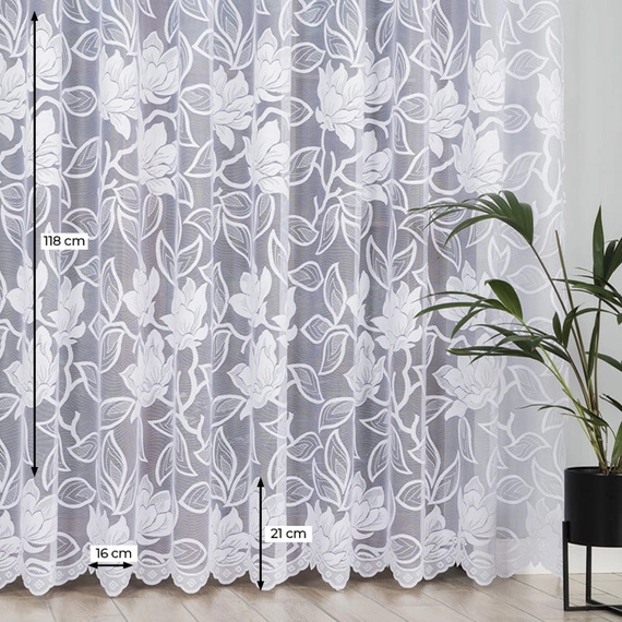 Firanka żakardowa na metry 023338 / kolor biały / kupon 230x250cm