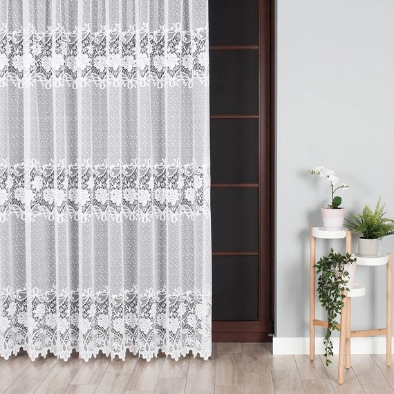 Firanka żakardowa 017480 / kolor biały / wysokość 200cm