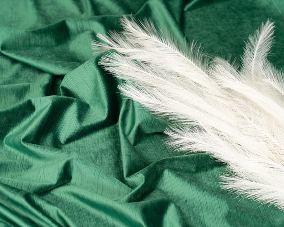 Tkanina zasłonowa VELVET EDEN prążkowana / wysokość 280cm / kolor 16 zieleń butelkowa