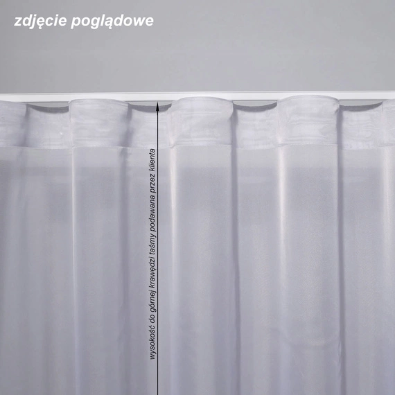 Firanka z tiulu na taśmie Wave / szyta na miarę / kolor biały