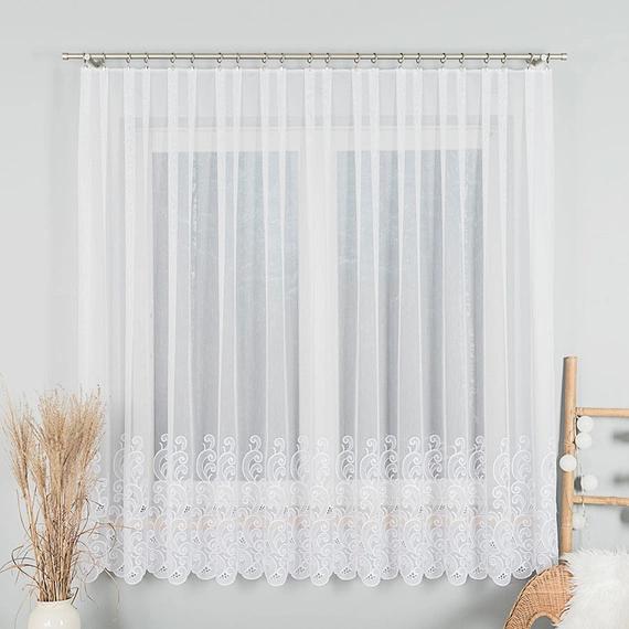 Firanka haftowana na metry 926122 / kolor biały / wysokość 180cm