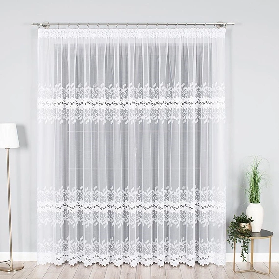 Firanka żakardowa 648107 / kolor biały / wysokość 230cm