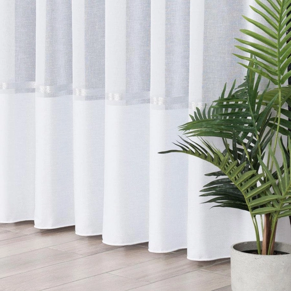 Firanka fantazyjna 000641 / kolor biały + srebrny / wysokość 330cm