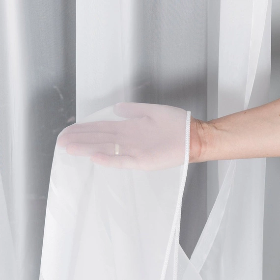 Woal z atłasowymi pasami 000762 z obciążnikem kolor biały / kupon 110x290cm