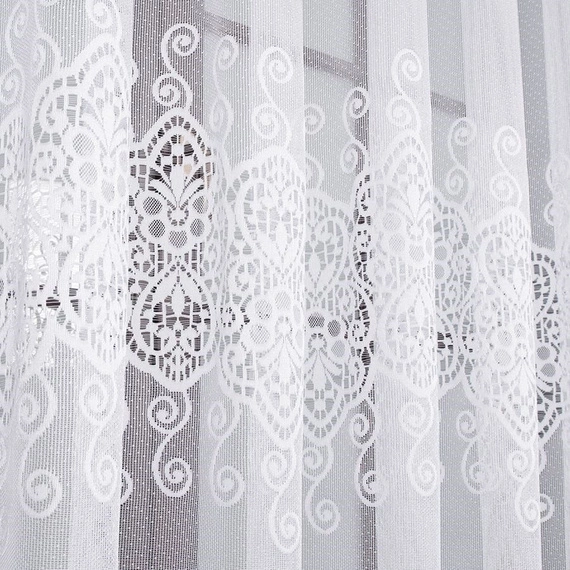 Firanka żakardowa gotowa na taśmie 018495 / kolor biały / 420x248cm