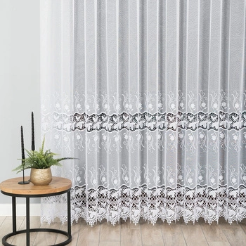 Firanka haftowana z aplikacją na metry 122795 / kolor biały / wysokość 250cm