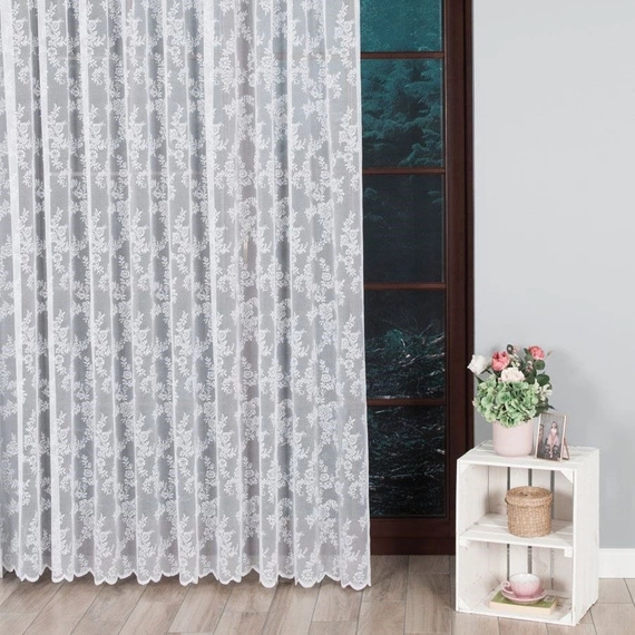 Firanka żakardowa 090375 / kolor biały / kupon 200x250cm