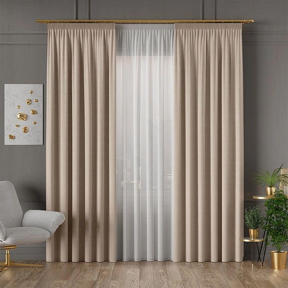 Tkanina zasłonowa IBIZA / wysokość 300cm / kolor 017 beżowy