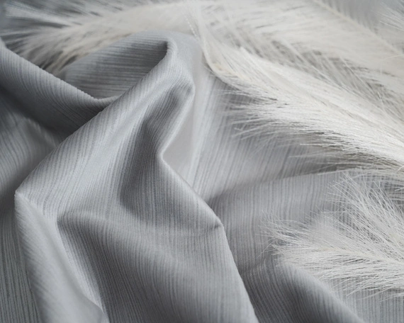 Tkanina zasłonowa VELVET EDEN prążkowana / wysokość 280cm / kolor 10 szary