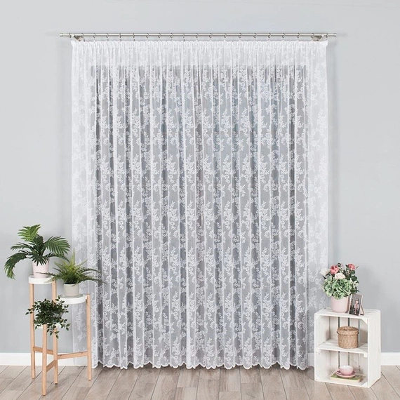 Firanka żakardowa 090375 / kolor biały / kupon 200x250cm