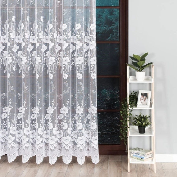 Firanka żakardowa 018041 / kolor biały / kupon 180x250cm
