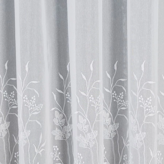 Firanka haftowana na metry 034488 / kolor biały / wysokość 160cm