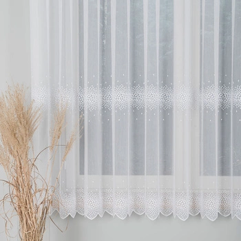 Firanka haftowana na metry 112853 / kolor biały / wysokość 160cm