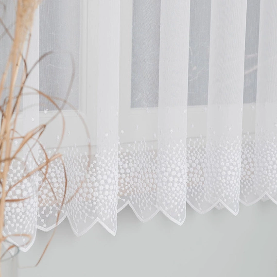 Firanka haftowana na metry 112853 / kolor biały / wysokość 160cm