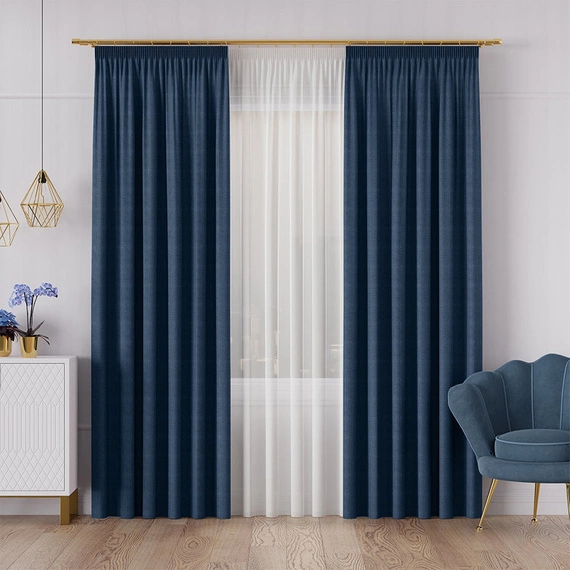 Tkanina zasłonowa IBIZA / wysokość 300cm / kolor 014 granatowy