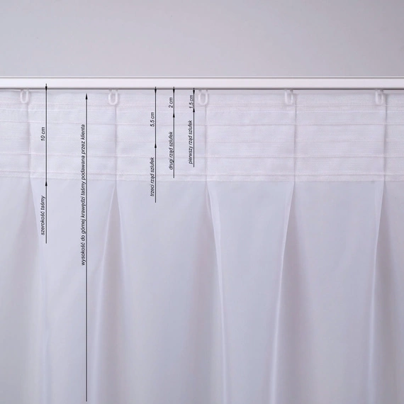 Usługa uszycia firanki(zasłony) na taśmie układającej ADO (1:1,5)