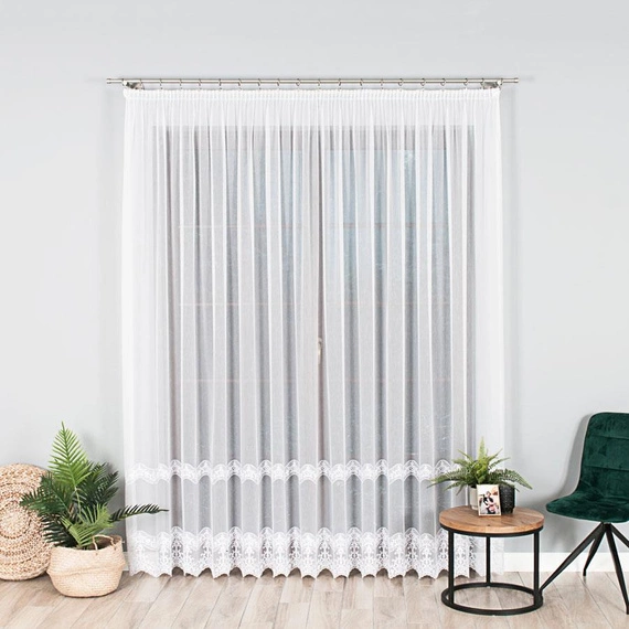 Firanka haftowana 725369 / kolor biały / wysokość 250cm