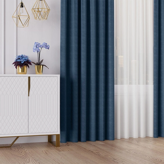 Tkanina zasłonowa IBIZA / wysokość 300cm / kolor 014 granatowy