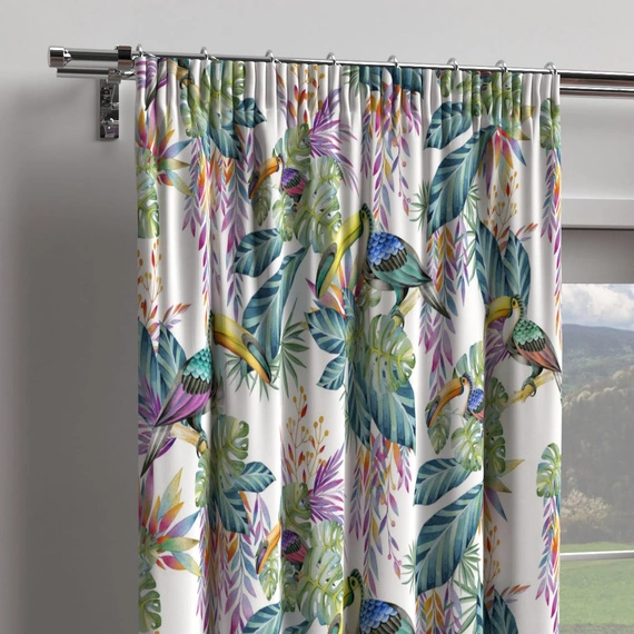 Tkanina zasłonowa w liście, pastelowa TUKANY 105 - 150cm