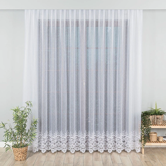 Firanka żakardowa na metry 018864 / kolor biały / kupon 220x250cm