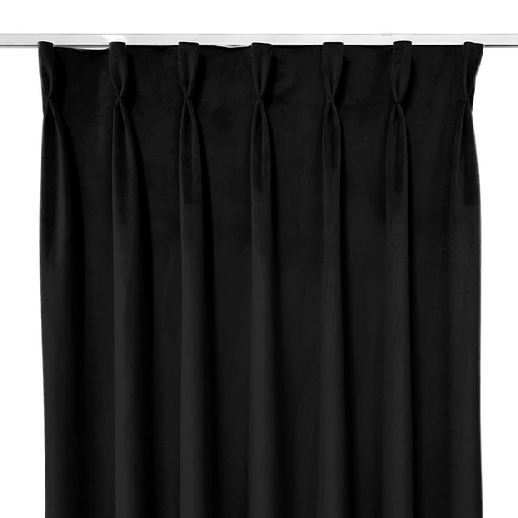Zasłona gotowa na fleksach Velvet Deluxe / szyta na miarę / kolor 56 czarny