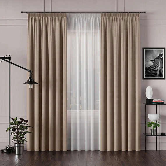 Tkanina zasłonowa IBIZA / kolor 004 beżowy / kupon 50x300cm