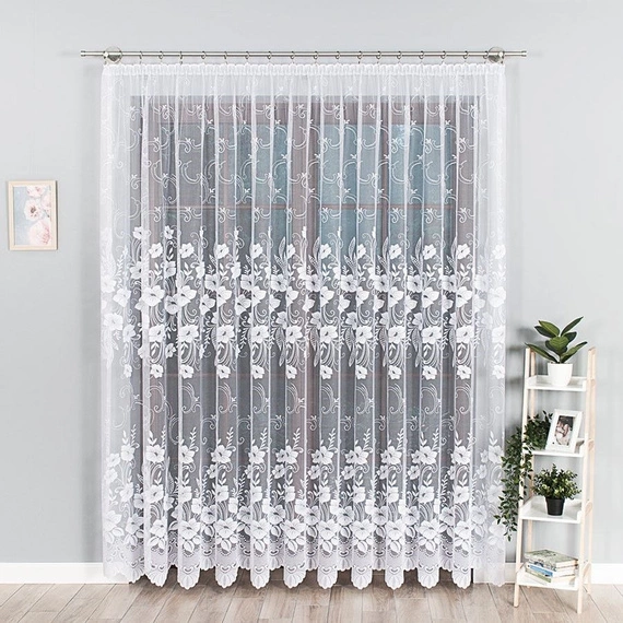 Firanka żakardowa 018041 / kolor biały / kupon 100x250cm