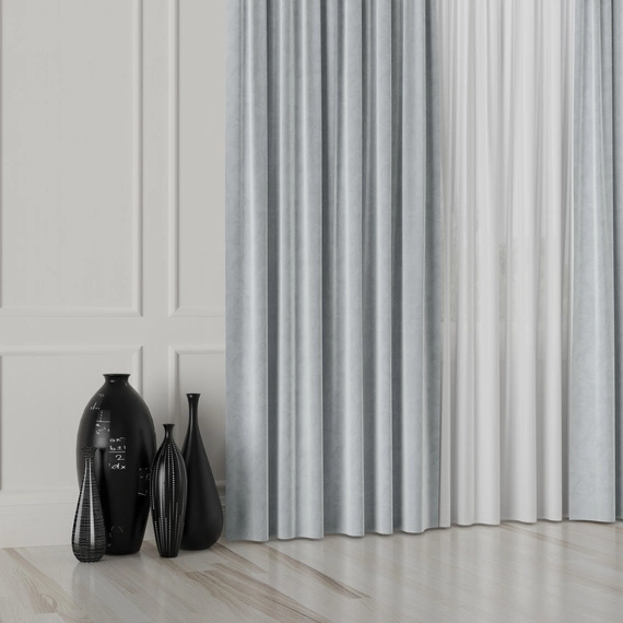 Tkanina zasłonowa na metry VELVET / wysokość 300cm / kolor 060 szaroniebieski