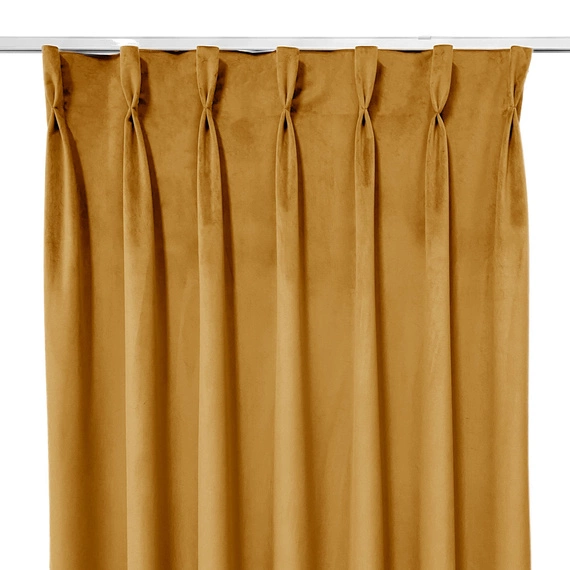 Zasłona gotowa na fleksach Velvet Deluxe / szyta na miarę / kolor 82 musztardowy