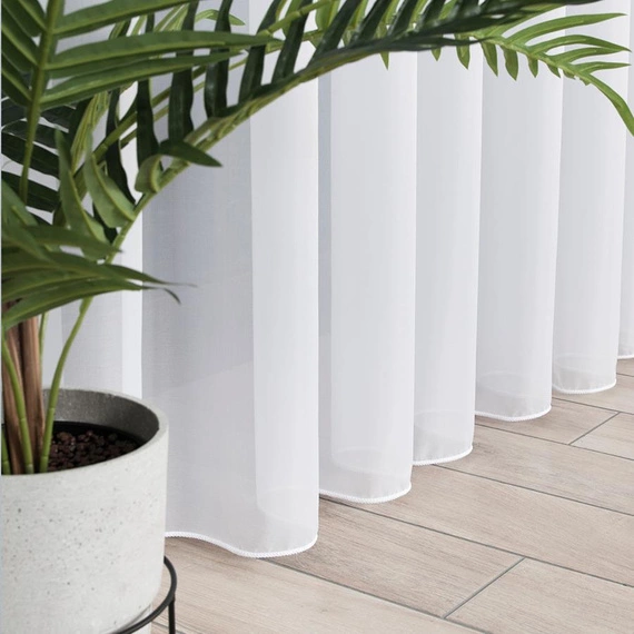 Woal gładki PREMIUM z obciążnikiem / kolor biały / wysokość 320cm