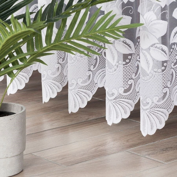 Firanka żakardowa 018041 / kolor biały / kupon 100x250cm