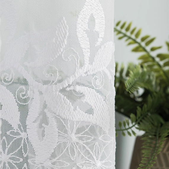 Firanka haftowana na metry 127136 / kolor biały / wysokość 160cm