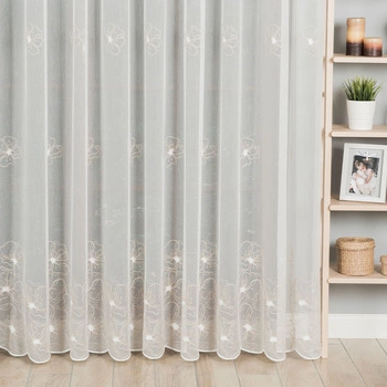 Firanka haftowana na metry 051204 / kolor krem + beż / wysokość 280cm