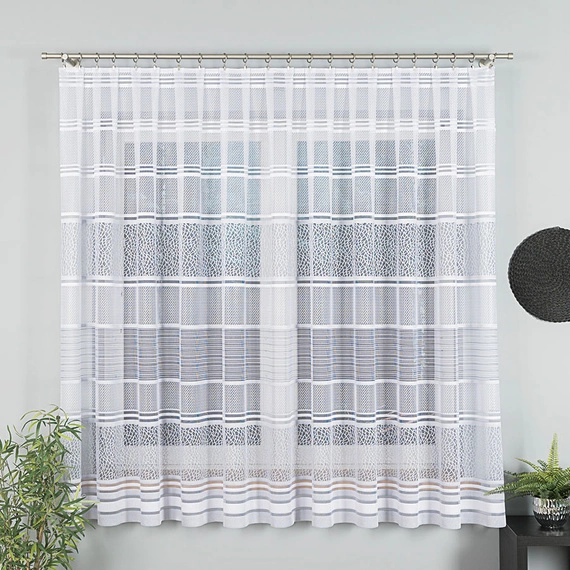 Firanka żakardowa na metry 017834 / kolor biały + szary / wysokość 180cm