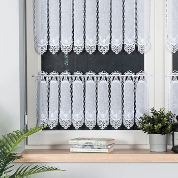 Firanka zazdroska haftowana na metry 015590 / kolor biały / wysokość 30cm