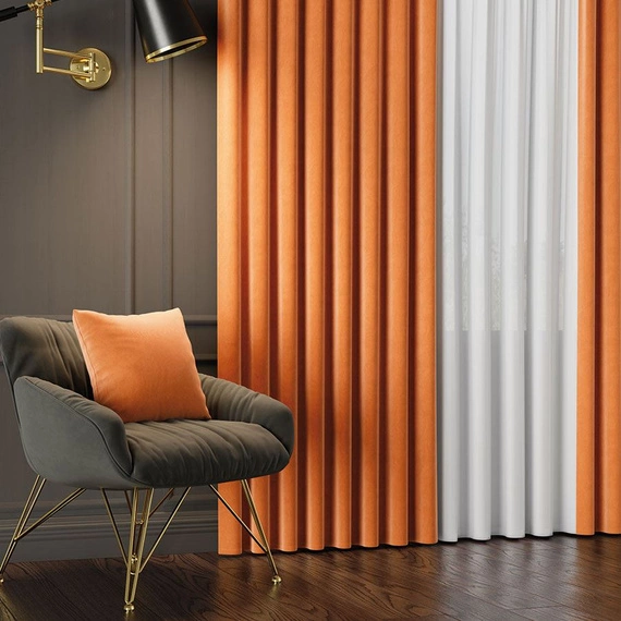 Tkanina zasłonowa na metry VELVET / wysokość 300cm / kolor 027 pomarańczowy