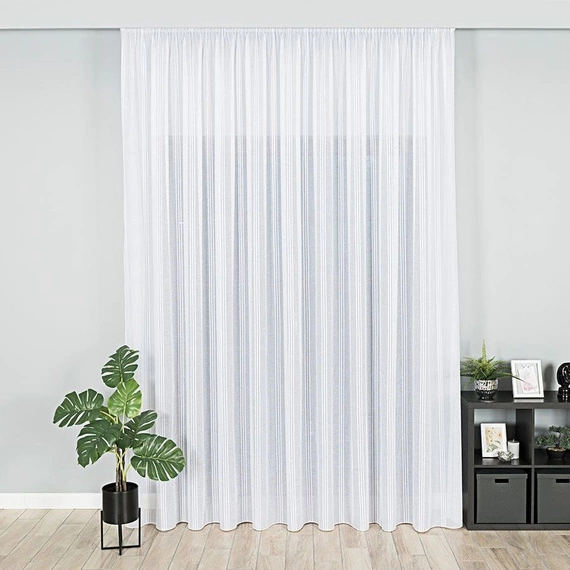 Firanka fantazyjna z pionowymi pasami 001215 / kolor biały / wysokość 300cm