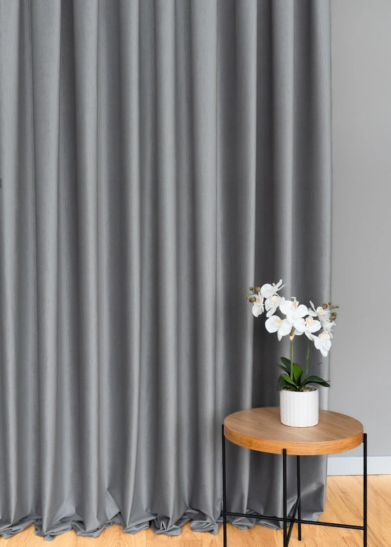 Tkanina zasłonowa VELVET EDEN prążkowana / wysokość 280cm / kolor 11 ciemny szary