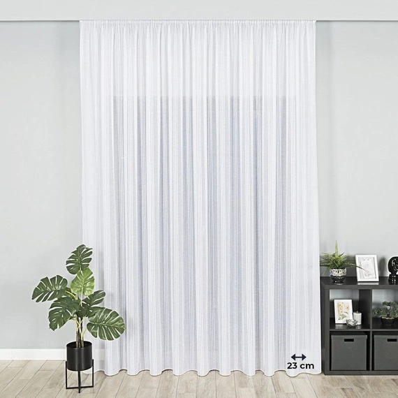 Firanka fantazyjna z pionowymi pasami 001215 / kolor biały z czarnym / wysokość 300cm