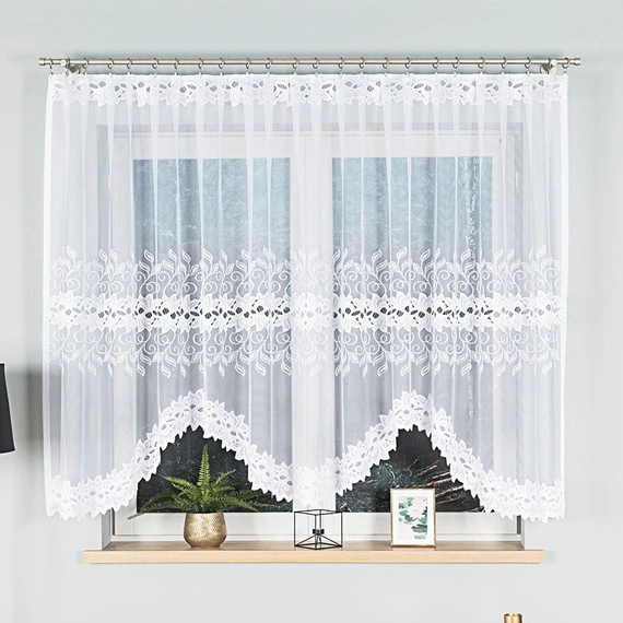 Firanka gotowa żakardowa BASTIA / 300x150cm / kolor biały