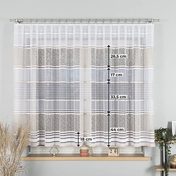 Firanka żakardowa na metry 017834 / kolor biały + złoty / wysokość 150cm