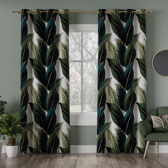 Tkanina zasłonowa w liście ZURIN / wysokość 300cm